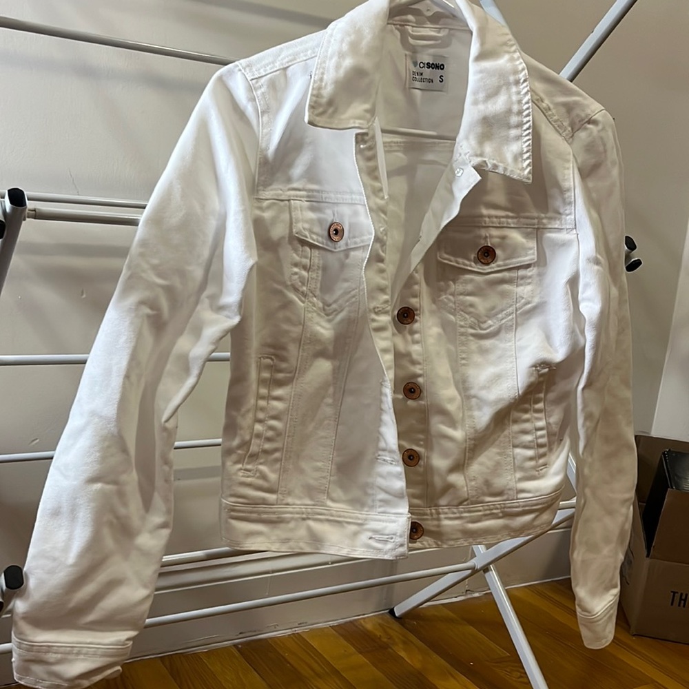 white jean jacket